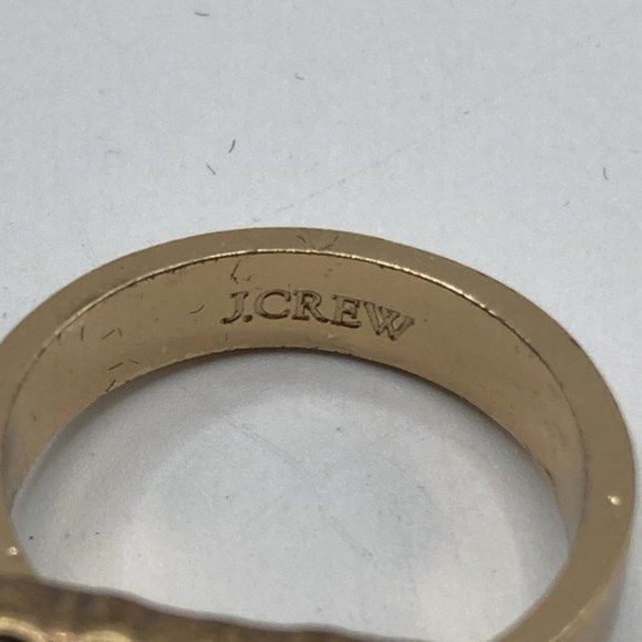 J.Crew Crystals Triangle Ring Size 7 Gold Tone - Picture 5 of 8